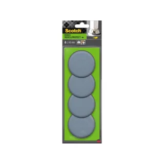 Scotch Move and Protect Pack de 4 Patines Deslizantes para Ruedas - Diametro de 65mm - Soporta hasta 500kg - Color Gris