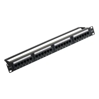 Vention Patch Panel de 24 Puertos RJ45 - Cat.6 UTP - Terminales Chapados en Oro - Compatible con Rack 19" 1U - Acero y ABS - 483x44.3x22.7mm - Color Negro