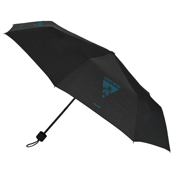Safta Blackfit8 California Paraguas Manual de 98cm - 8 Paneles - Asa y Punta de PVC - Poliester - Nervios de Acero de 8mm - Cordon - Color Negro