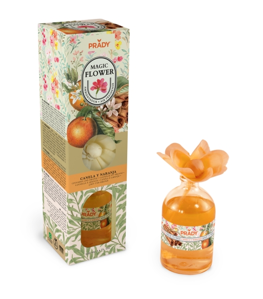 Prady Ambientador Magic Flower Canela y Naranja - Frasco de Cristal 100ml