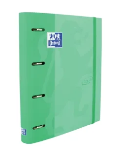 Oxford Touch A4+ Europeanbinder - Tapa Extradura Resistente - Lomo de 45mm - Anillas 4Dx35mm - Recambio 5x5 - Color Menta · Pack de 4 uds.