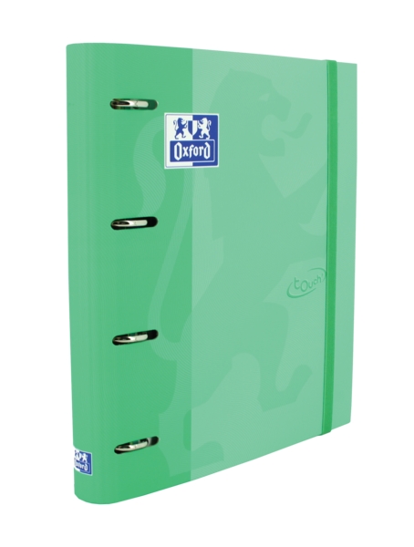 Oxford Touch A4+ Europeanbinder - Tapa Extradura Resistente - Lomo de 45mm - Anillas 4Dx35mm - Recambio 5x5 - Color Menta · Pack de 4 uds.
