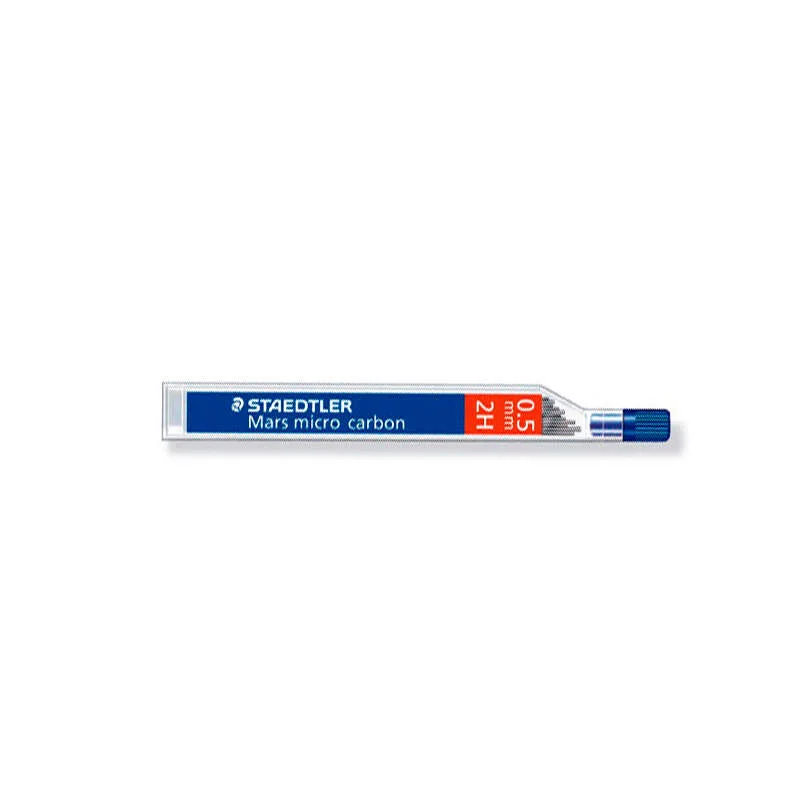 Staedtler Mars Micro Carbon 250 Tubo de 12 Minas de Grafito - Dureza 2H - Trazo 0.5mm - Alta Resistencia · Pack de 12 uds.