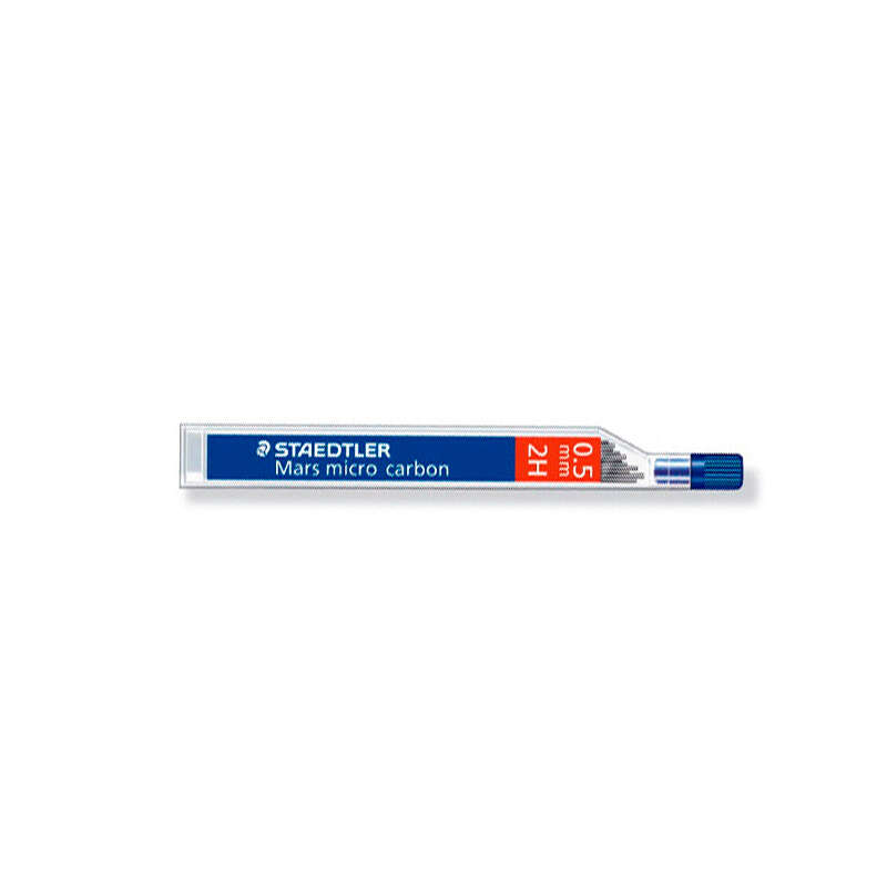Staedtler Mars Micro Carbon 250 Tubo de 12 Minas de Grafito - Dureza 2H - Trazo 0.5mm - Alta Resistencia · Pack de 12 uds.