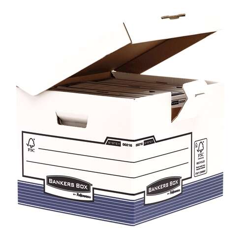 Fellowes Bankers Box Contenedor de Archivos - Tapa Fija - Montaje Automatico Fastfold - Carton Reciclado Certificacion FSC · Pack de 10 uds.