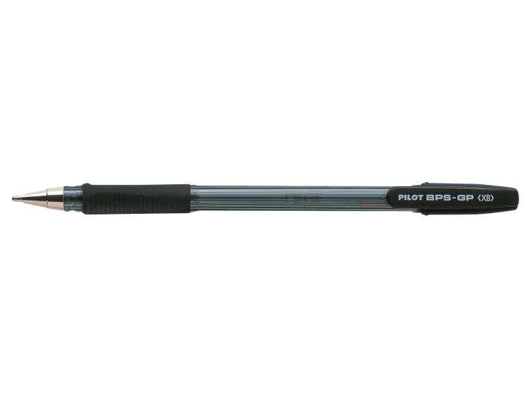 Pilot BPS-GP Boligrafo Recargable con Punta Extra Ancha de 1.60mm - Trazo de 0.33mm - Grip de Agarre - Color Negro · Pack de 12 uds.