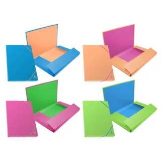 Bismark Carpeta para Proyectos - Lomo de 30mm - Fabricada en Carton - Cierre con Gomas - Colores Neon Surtidos · Pack de 8 uds.