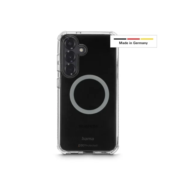 Hama Extreme Protect Funda para Samsung Galaxy S25 - Magnetico - Antideslizante - Policarbonato - Proteccion D3O - Bordes Elevados - Color Transparente