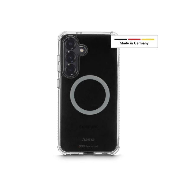 Hama Extreme Protect Funda para Samsung Galaxy S25 - Magnetico - Antideslizante - Policarbonato - Proteccion D3O - Bordes Elevados - Color Transparente
