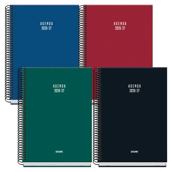 Dohe Basic Colour Vibes Agenda Escolar 26/27 - Formato A5 - Semana Vista - Papel Offset Ahuesado 70g - Cubierta de Carton Plastificado - Espiral Metalica - Goma - 15x21x2cm - Colores Surtidos · Pack de 20 uds.