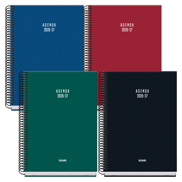 Dohe Basic Colour Vibes Agenda Escolar 26/27 - Formato A5 - Semana Vista - Papel Offset Ahuesado 70g - Cubierta de Carton Plastificado - Espiral Metalica - Goma - 15x21x2cm - Colores Surtidos · Pack de 20 uds.