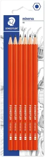 Staedtler Minerva Pack de 6 Lapices de Grafito Hexagonales - Mina 2HB - Madera de Bosques Sostenibles - Para Escribir y Dibujar
