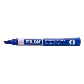 Milan Rotulador Permanente Punta Biselada - Punta 1 - 4mm - Tinta a Base de Alcohol - Color Azul · Pack de 12 uds.