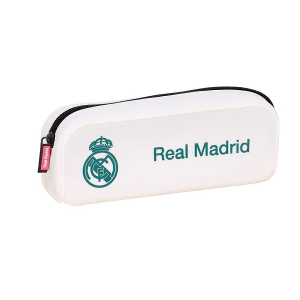 Safta Real Madrid Equipacion 26/27 Portatodo Cuadrado - Silicona - Cremallera - 18.5x7.5x5.5cm - Color Blanco