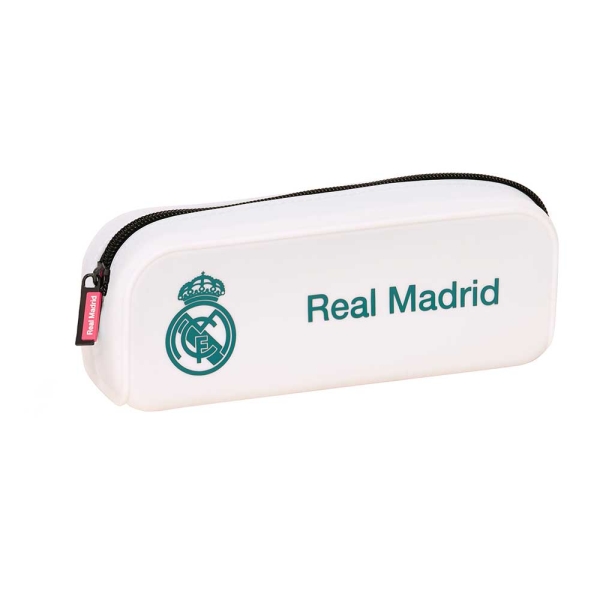 Safta Real Madrid Equipacion 26/27 Portatodo Cuadrado - Silicona - Cremallera - 18.5x7.5x5.5cm - Color Blanco
