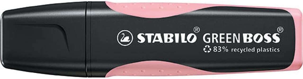 Stabilo Green Boss Pastel Marcador Fluorescente - Fabricado con un 83% de Plastico Reciclado - Trazo entre 2 y 5mm - Recargable - Color Rubor Rosa · Pack de 10 uds.