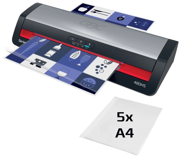 GBC 480HS Office A3 Plastificadora - Calentamiento en 1 Minuto - Desde Documentos de Identidad hasta Documentos A3 - Compatible con Bolsas de 75 a 175 micras - Color Negro/Plata