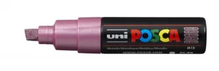 Posca PC-8K Marcador de Pintura - Punta Biselada Acrilica 8mm - Tinta Base al Agua - Resistente a la Luz - No Permanente - Color Rosa Metálico · Pack de 6 uds.