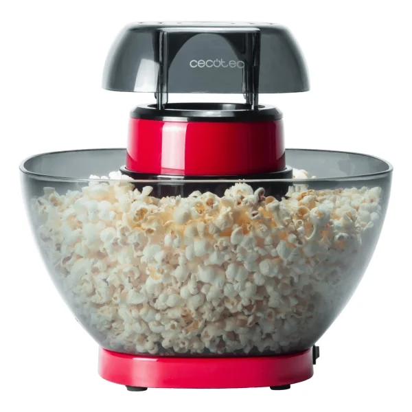 Cecotec FunandTaste P'Corn Easy Palomitero Electrico - 1200W - Cocina sin Aceite - Sistema de Aire Caliente - Tazon Extraible Donut - Bol Transparente - Rapido en 3min - Facil de Limpiar - Color Rojo