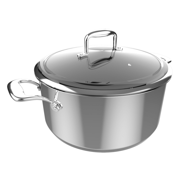 Cecotec Polka Classy Olla de 28cm de Diametro - Capacidad de 7.5L - Acero Inoxidable 18/10 - Asas Remachadas - Tapa de Cristal y Acero - Revestimiento Antiadherente - Compatible con Induccio