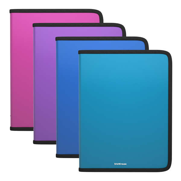 Erichkrause Carpetas con Cremallera Matt Vivid - A4+ - Colores Surtidos · Pack de 4 uds.