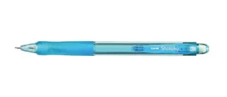 Uni-ball Shalaku M5-100 Portaminas - Ancho de Trazo 0.5mm - 2 Minas HB - Empuñadura de Caucho Antifatiga - Goma de Borrar Integrada - Color Azul Claro · Pack de 10 uds.