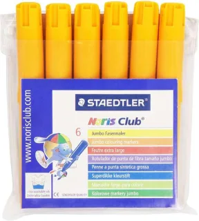 Staedtler Noris Watercolour 340 Pack de 6 Rotuladores de Gran Tamaño - Trazo 3mm Aprox - Lavable Facilmente - Tinta Base de Agua - Color Amarillo