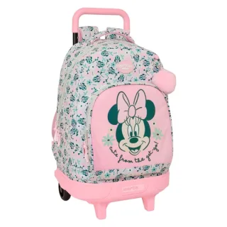 Safta Minnie Mouse Minty Mochila con Carro - Extraible - Bolsillo Frontal - Portabotellas - Tirador Doble - Hombreras Acolchadas - Asa Acolchada - Tarjeta ID - 33L - 330x220x450mm - Color Ro