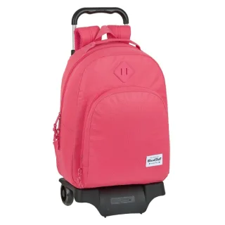 Safta Blackfit8 Fresa Mochila con Carro - Bolsillo Frontal - Doble Tirador en Cremallera - Hombreras Ergonomicas - Asa Forrada - Mochila Extraible - Ruedas de Goma - 320x150x420mm - Color Ro
