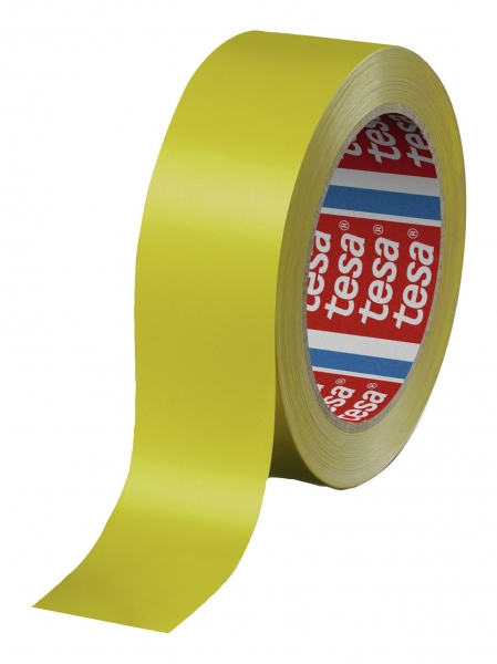 Tesa 60404 Cinta de Embalar Premium 12mm x 66 Metros - Fabricado en SPVC - Adhesivo de Caucho Natural - Color Amarillo · Pack de 12 uds.