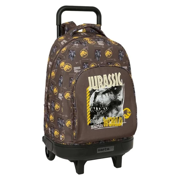 Safta Jurassic World Mochila con Carro - Extraible - Bolsillo Frontal - Portabotellas - Hombreras Acolchadas - Asa Acolchada - Tarjeta ID - Base Reforzada - 33L - 330x220x450mm - Color Marron