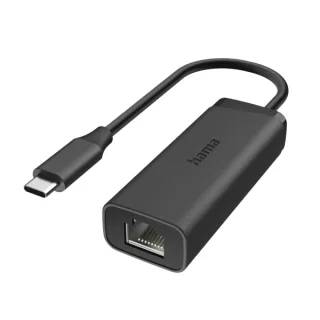 Hama Essential Adaptador de Red - USB-C Macho - Ethernet RJ45 Hembra - Velocidad hasta 2.5Gbit/s - Color Negro