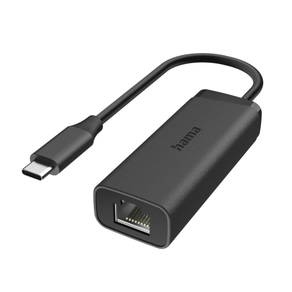 Hama Essential Adaptador de Red - USB-C Macho - Ethernet RJ45 Hembra - Velocidad hasta 2.5Gbit/s - Color Negro