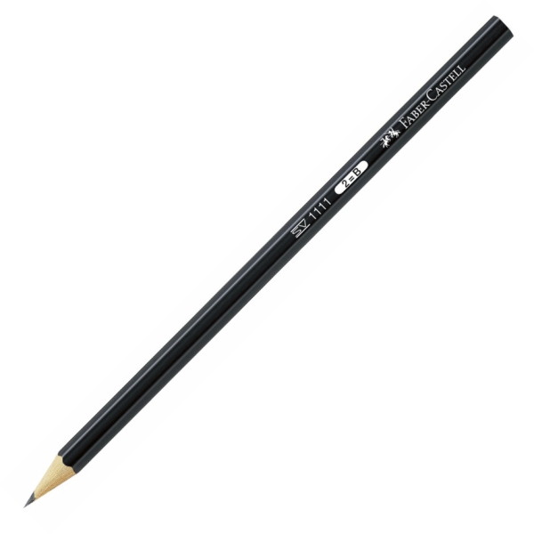 Faber-Castell Castell 1111 Lapiz de Grafito B - Mina Resistente a la Rotura - Cuerpo con Acabado en Negro · Pack de 12 uds.