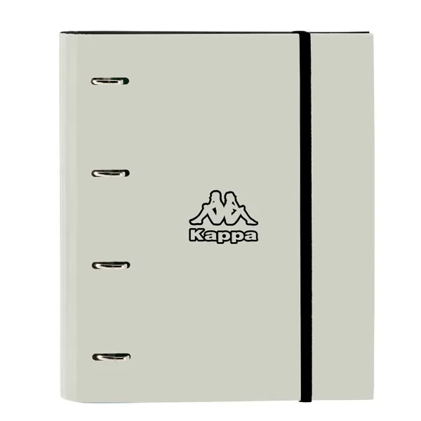 Safta Kappa Grey Carpeta con 4 Anillas 35mm - Tapas Duras Forradas - Recambio 100 Hojas 80g/m2 - Cierre Elastico - Incluye Separadores - 270x35x320mm - Color Negro y Gris