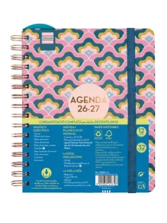 Finocam Magistral Design Agenda Escolar 26/27 en Catalan - Semana Vista Horizontal - Formato 4º - 155x212mm - Tapas de Carton Forrado - Papel de 80g/m2 - Esquinas Microperforadas - Multicolo