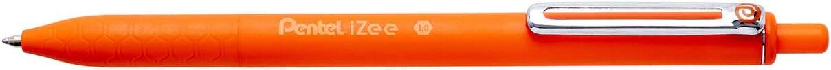 Pentel iZee Boligrafo de Bola Retractil - Punta 0.7mm - Trazo 0.35mm - Clip de Metal - Color Naranja · Pack de 12 uds.