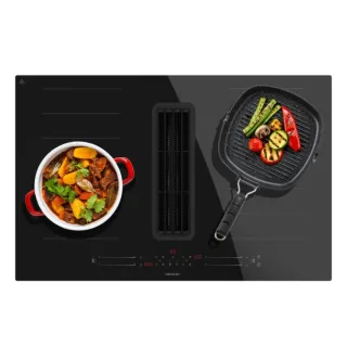 Cecotec Bolero Squad IH 4800 FullFlex80 Cocina de Induccion Encastrable con Extractor Integrado Integrada - 7400W - Succion 630m3/h - Funcion Booster - 15 Niveles - Temporizador - Color Negr