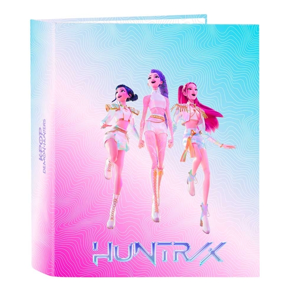 Safta K-Pop Demon Hunters Carpeta de 4 Anillas de 40mm - Formato Folio - Tapas Duras Forradas - Lomo Ancho - 27x33x6cm - Multicolor