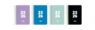 Enri Teens Agenda Escolar 25/26 Espiral Dia Pagina - Tamaño 8º - Tapa de Plastico - Esquinas Microperforadas - Espacio para Notas - Colores Surtidos · Pack de 5 uds.
