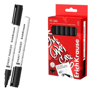 Erichkrause PT-250 Marcador de Pintura - Punta en Forma de Bala - Trazo de 1-2mm - Sistema de Suministro de Tinta de Valvula - Tinta Base de Aceite - Cuerpo de Aluminio Resistente - Color Ne