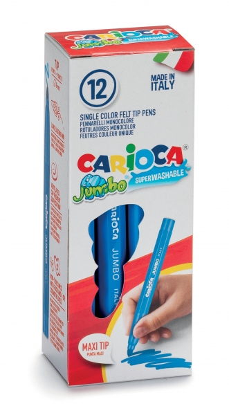 Carioca Jumbo Rotulador - Cuerpo Octogonal Maxi - Tinta Superlavable - Punta Maxi 6mm Bloqueada - Tapa Ventilada - Color Varios · Pack de 12 uds.