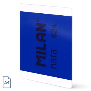 Milan Nata 624 Libreta Encolada Formato A4 Liso - 48 Hojas de 95 gr/m2 - Microperforado - Color Azul