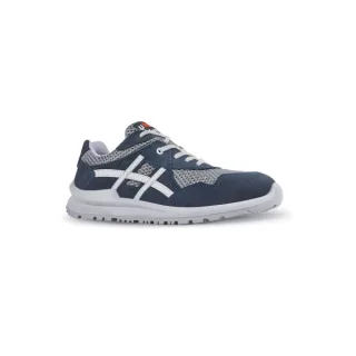 Upower Alain S Calzado de Seguridad Bajos - Talla 35 - Empeine de Gamuza, MESH Ultra-Transpirable, Puntal de Aluminio, Antideslizante, Suela PU/PUTR, Proteccion S1PS FO SR - Color Azul/Gris