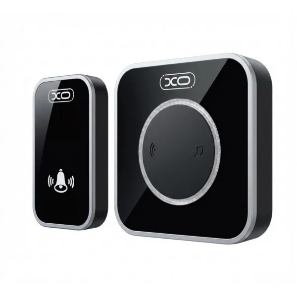 XO SF11 Timbre Inalambrico - Alcance hasta 300m - 60 Tonos - Aviso Luminoso LED - ABS - Instalacion sin Obra - Receptor Enchufable - Aviso Luminoso - Color Negro