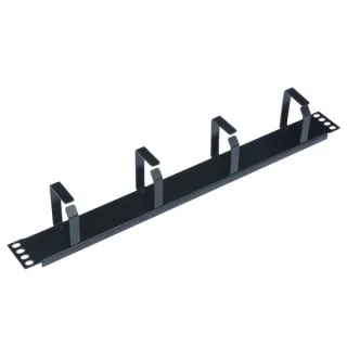WP Guia 1U Cableado con 4 Anillos - Metalico - sin Tapa - 490x15x55mm - Color Negro
