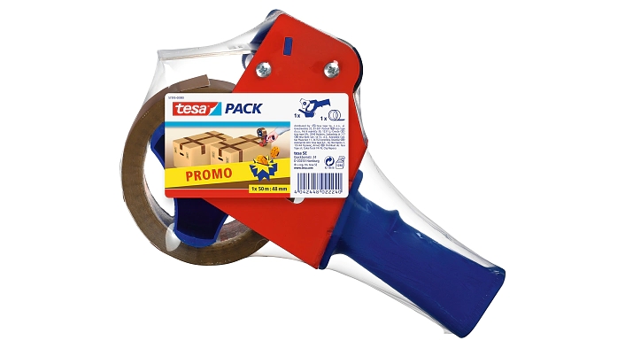 Tesa Pack de Precintadora + 1 Rollo de Precinto Marron 48mm x 50 Metros