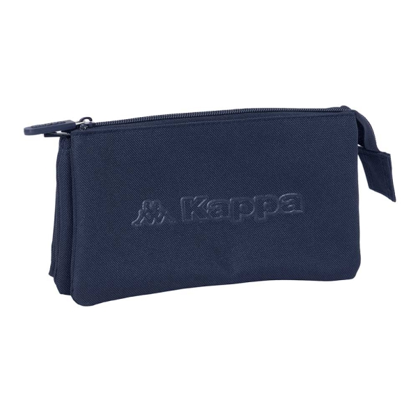 Safta Kappa Basics Portatodo - 3 Compartimentos con Cremalleras - Bolsillo Interior - 0.6L - 220x30x120mm - Color Azul Marino
