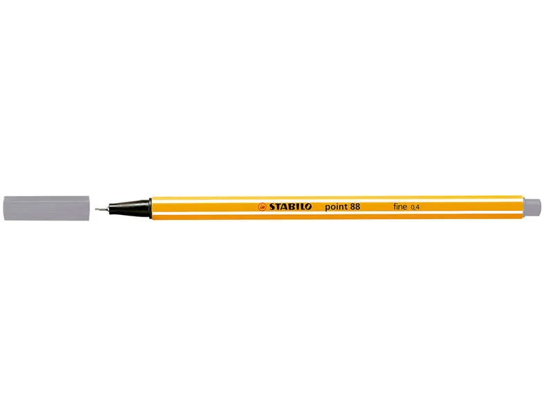 Stabilo Point 88 Rotulador de Punta Fina de Fibra - Trazo de 0.4 mm - Tinta con Base de Agua - Color Gris Oscuro · Pack de 10 uds.