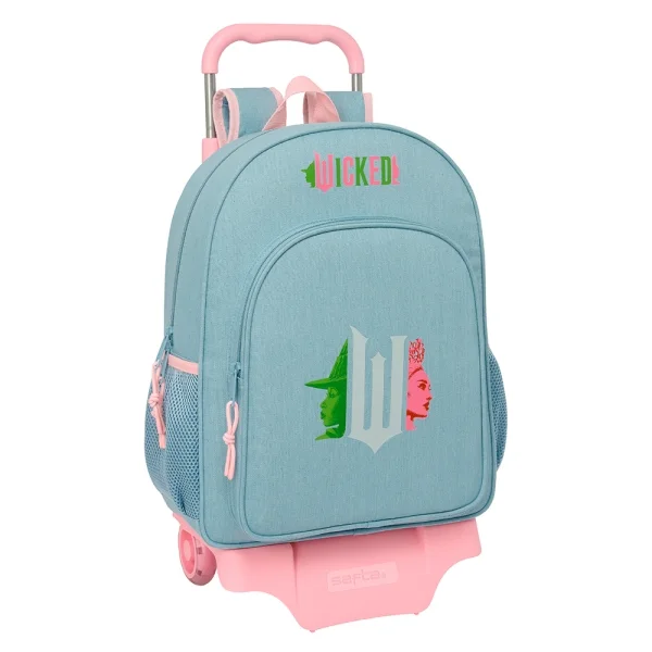 Safta Wicked Mochila con Carro - Portabotellas - Doble Tirador - Hombreras Acolchadas - Mochila Extraible - Ruedas de Goma - 21L - Color Turquesa